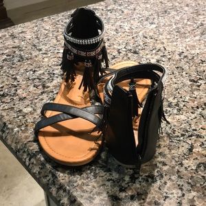 Black tassel sandals